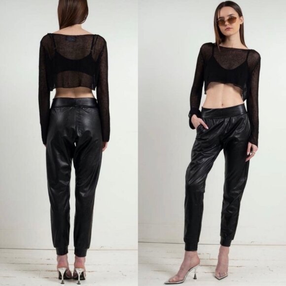 commando | Faux Leather Low Rise Jogger Black - Picture 1 of 5